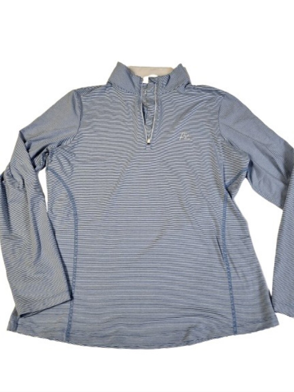 Rhoback "The Ice Queen" Performance Quarter-Zip Pullover Blue White Stripe sz M